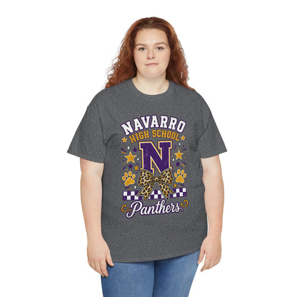 Navarro Panthers High School Tee — 'N' Leopard Ribbon Paw Print Design