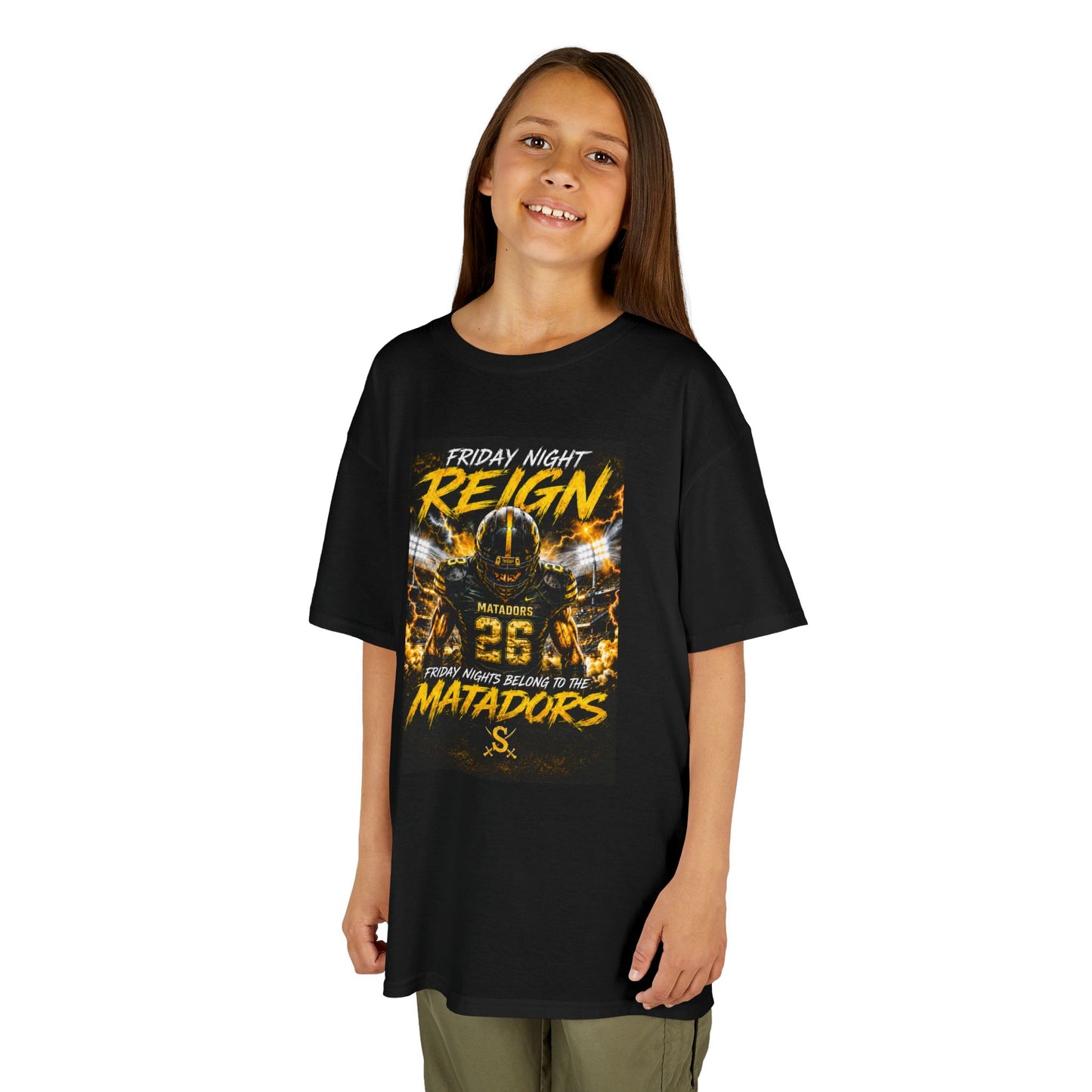 Kids T-Shirt — 'Friday Night Reign' Matadors Football Tee (Number 26)