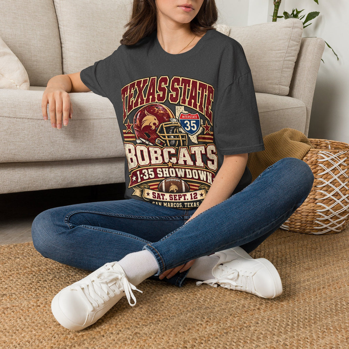 Texas State Bobcats Football T‑Shirt – I‑35 Showdown Game Day Tee