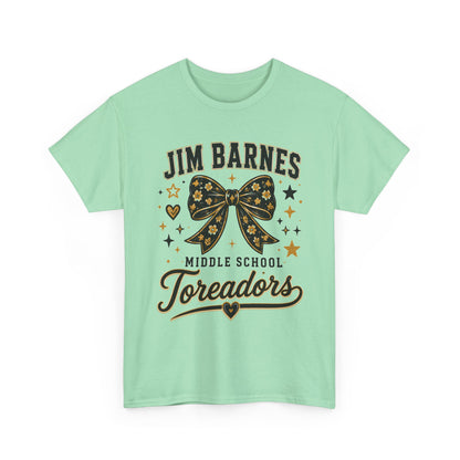 T-Shirt — Jim Barnes Middle School Toreadors Cheer Bow Design