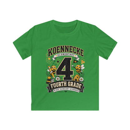 Koennecke Elementary Fourth Grade Kids T‑Shirt — '4 Fourth Grade' Bee School Tee