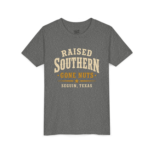 Youth Tee — "Raised Southern, Lone Star" Seguin, Texas Kids Shirt