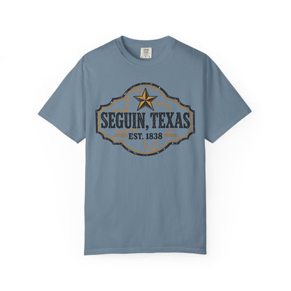 Seguin, Texas Vintage Badge T-Shirt — Est. 1838 Cotton Tee