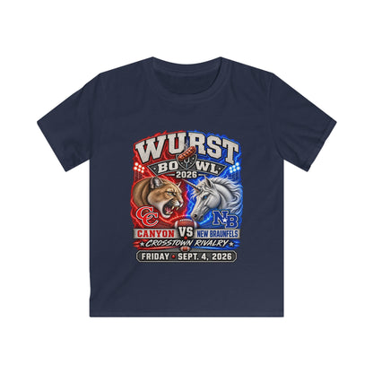 Kids Rivalry Football Tee — Canyon vs New Braunfels ‘Wurst Bowl’ 2026 Game Day Shirt