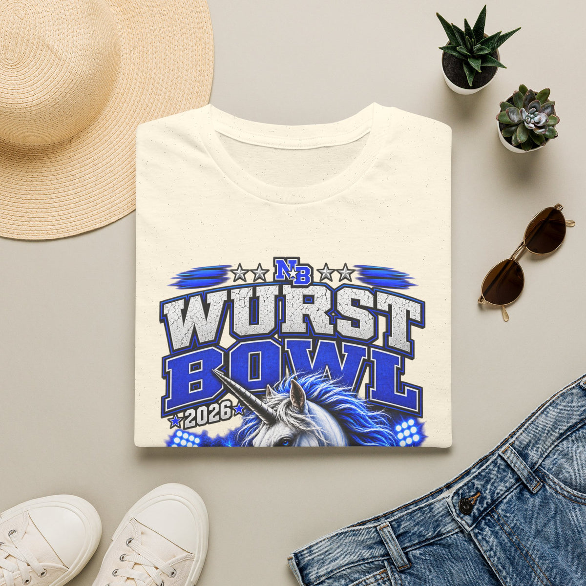 Wurst Bowl T-Shirt — New Braunfels 2026 Unicorn Football Event Tee