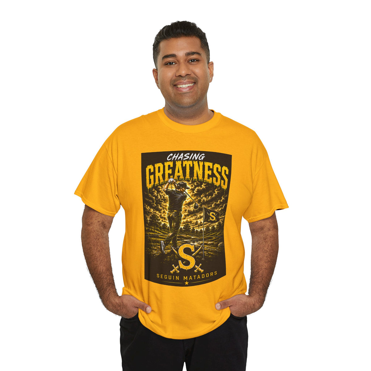 Chasing Greatness Tee — Seguin Matadors Baseball Graphic Shirt