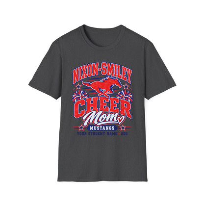 Nixon-Smiley Mustangs Cheer Mom T-Shirt — Personalized School Spirit Tee