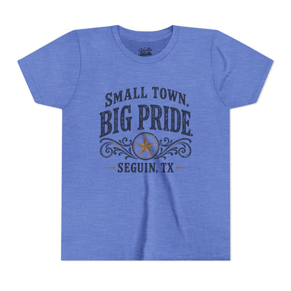 Youth Tee — "Small Town. Big Pride. Seguin, TX" Vintage Star