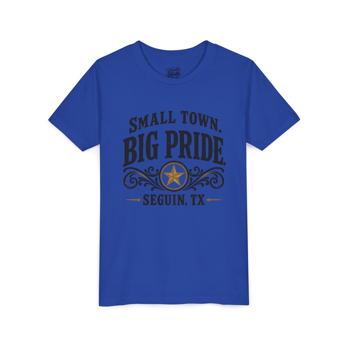 Youth Tee — "Small Town. Big Pride. Seguin, TX" Vintage Star