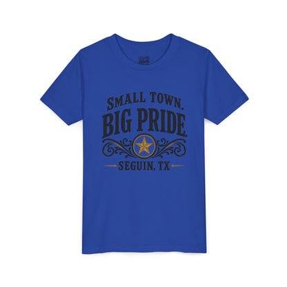 Youth Tee — "Small Town. Big Pride. Seguin, TX" Vintage Star