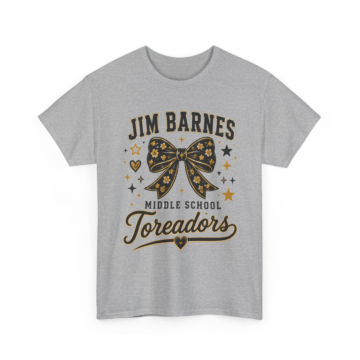 T-Shirt — Jim Barnes Middle School Toreadors Cheer Bow Design