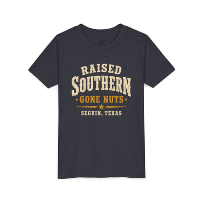Youth Tee — "Raised Southern, Lone Star" Seguin, Texas Kids Shirt