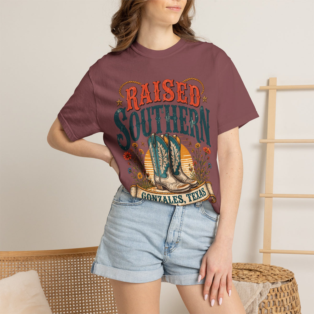 Raised Southern T-Shirt — Gonzales, Texas Retro Western Tee