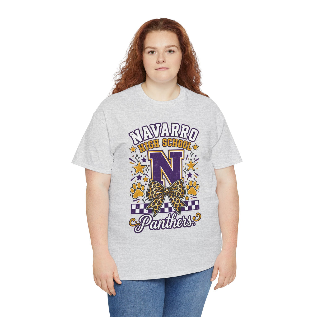 Navarro Panthers High School Tee — 'N' Leopard Ribbon Paw Print Design