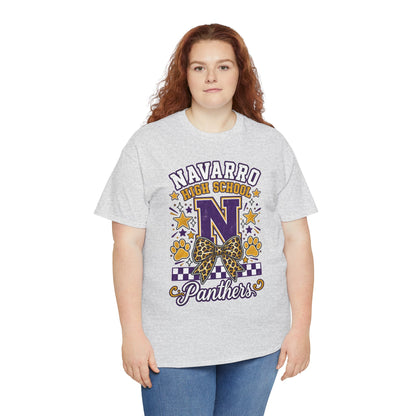 Navarro Panthers High School Tee — 'N' Leopard Ribbon Paw Print Design