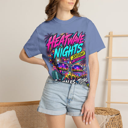 Heatwave Nights T-Shirt — Gonzales, Texas Retro Neon Party Tee
