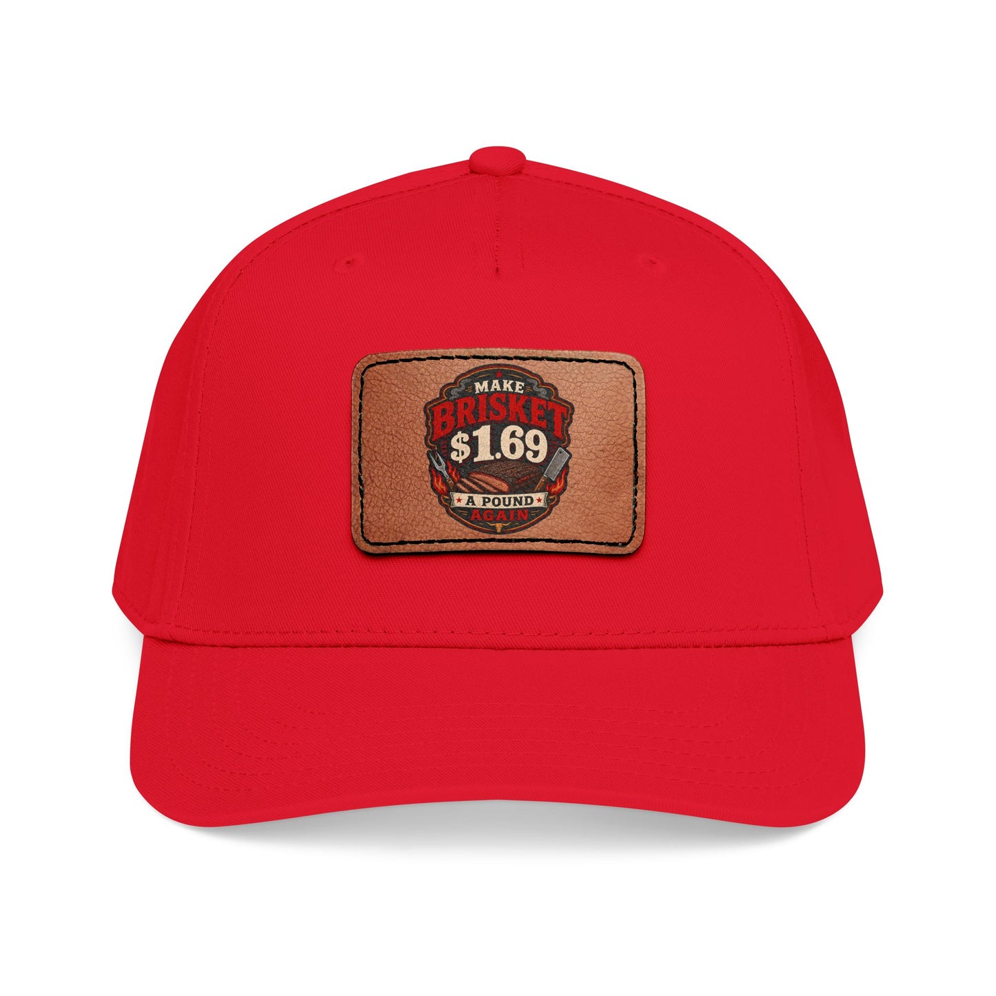 VSA Brisket Mid Profile Baseball Cap with Leather Patch (Rectangle)