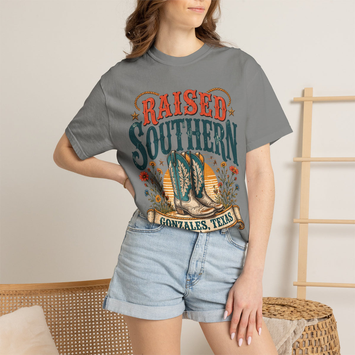 Raised Southern T-Shirt — Gonzales, Texas Retro Western Tee