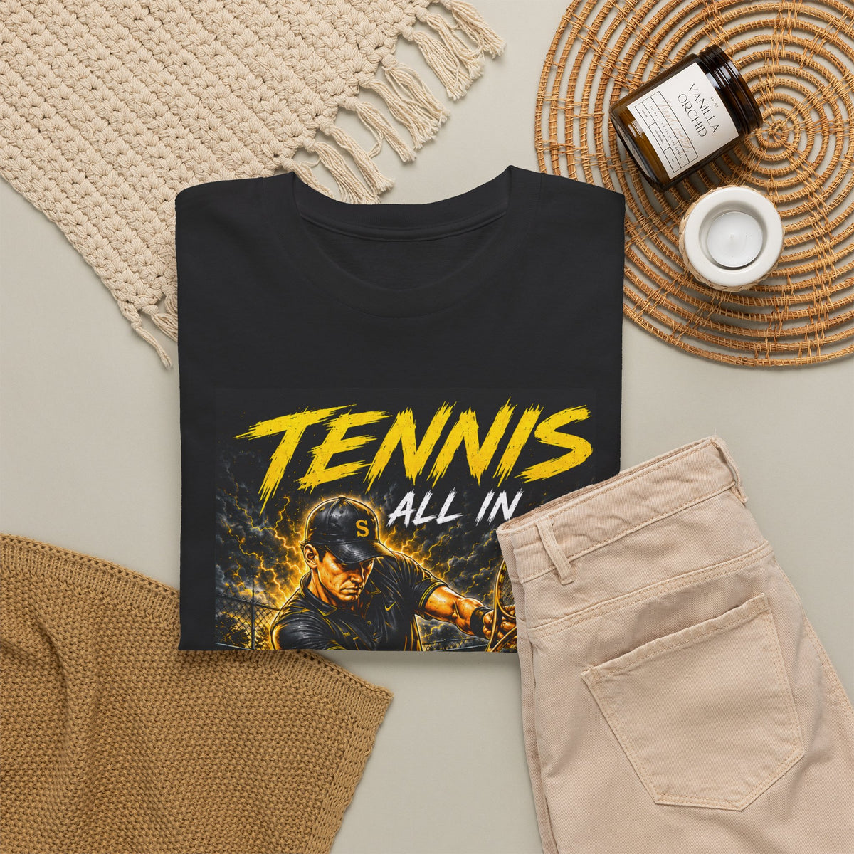 Tennis All In Graphic Tee — Vintage Tennis Player Poster Shirt