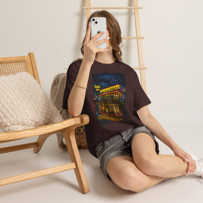 Diner Neon Night T-Shirt — Retro Rainy Cityscape Graphic Tee