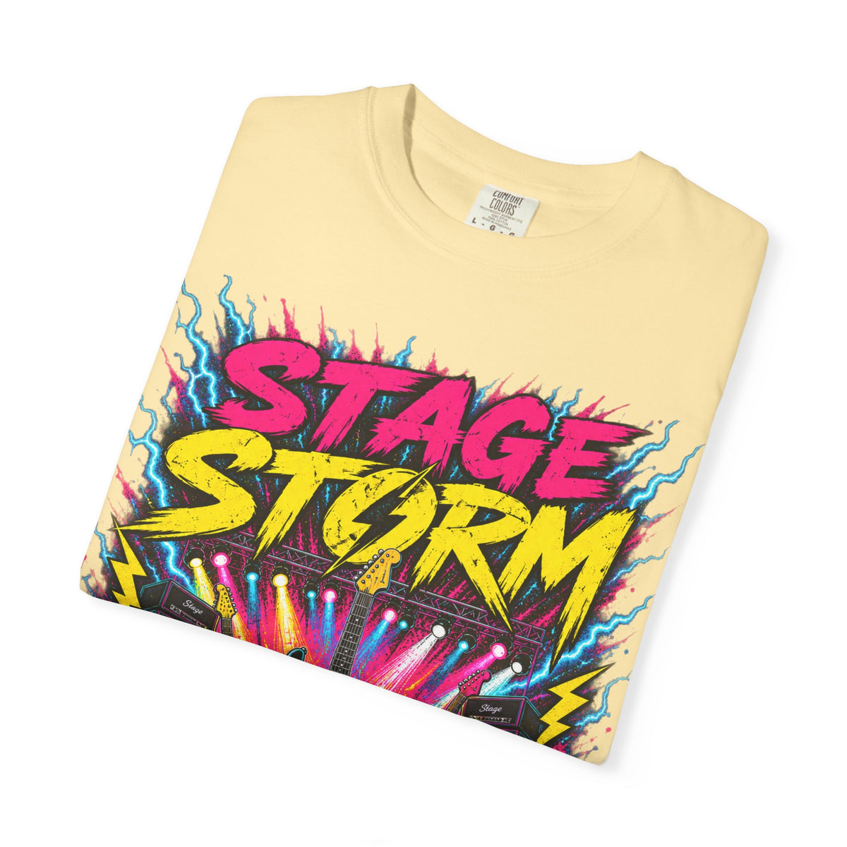 Stage Storm Rock Band T-Shirt — "Stage Storm" Guitar Concert Graphic Tee