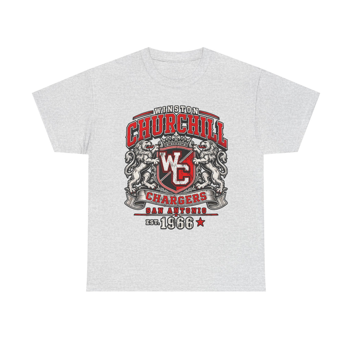 Churchill Chargers Vintage Crest T-Shirt — Winston Churchill 1966 School Spirit Tee