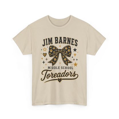 T-Shirt — Jim Barnes Middle School Toreadors Cheer Bow Design