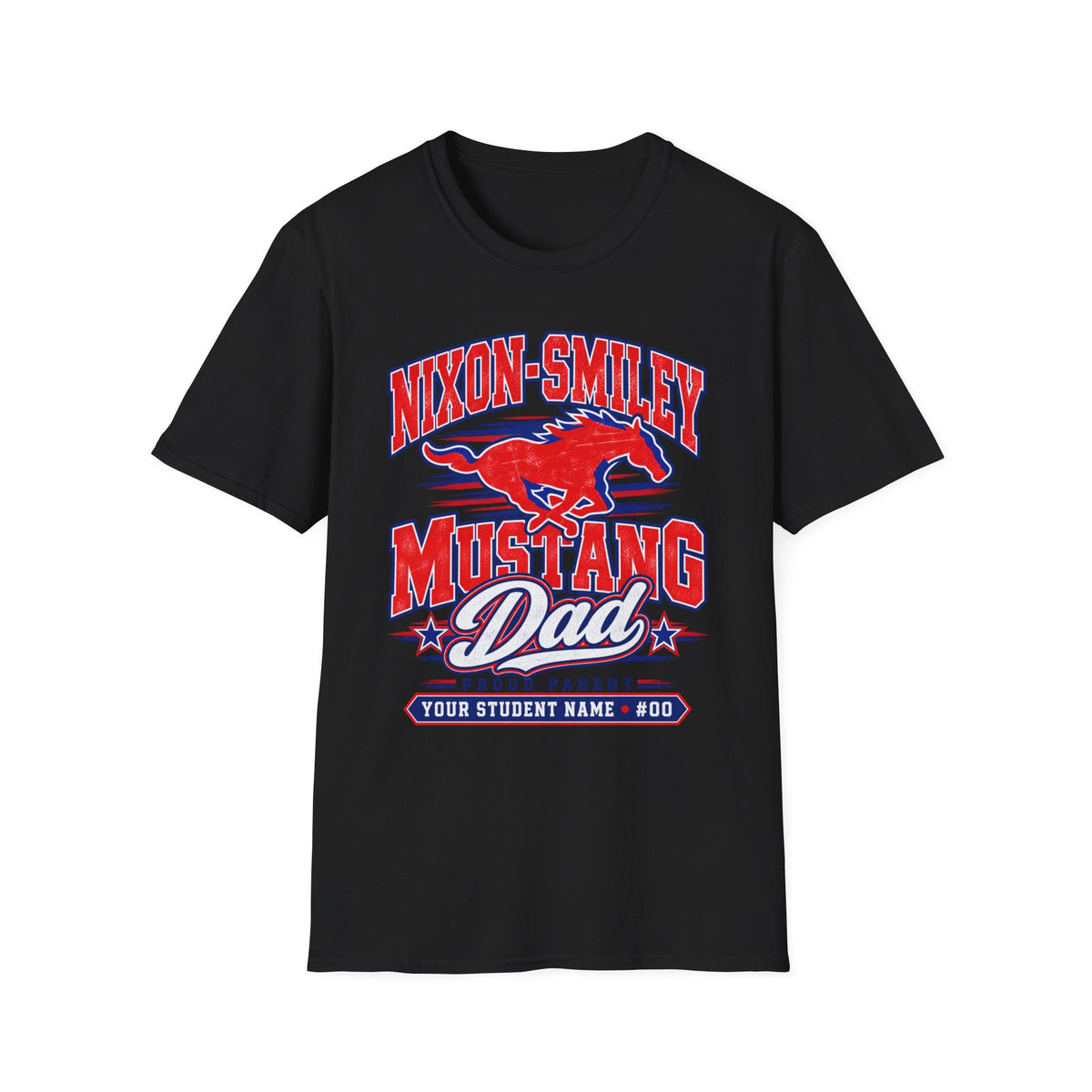 Mustang Dad T‑Shirt — Nixon‑Smiley High School Spirit Tee