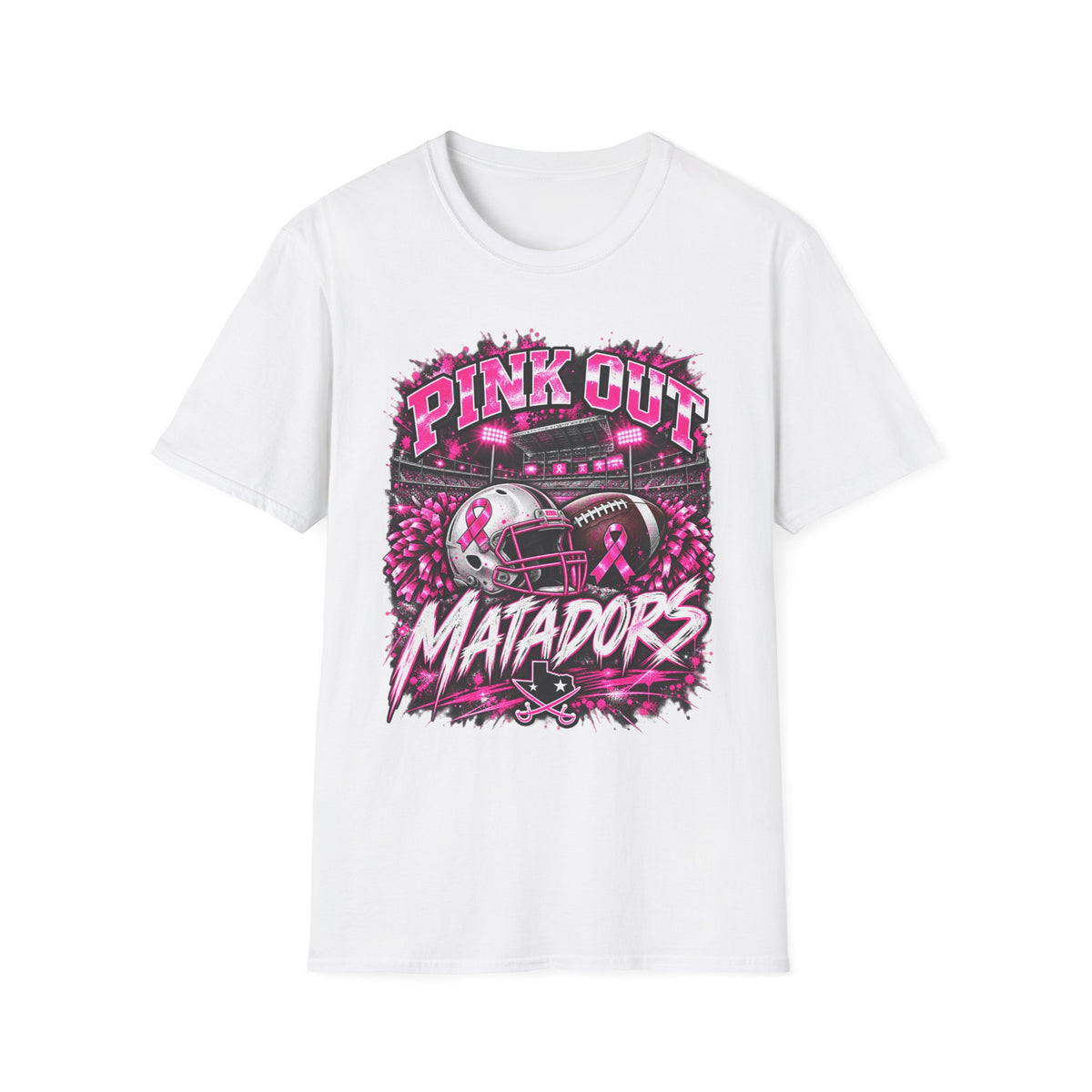 Pink Out Matadors Football T-Shirt — Breast Cancer Awareness Game Tee