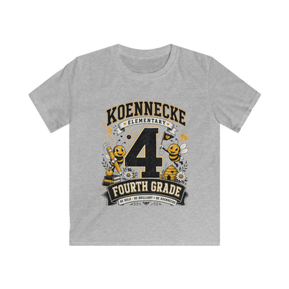 Koennecke Elementary Fourth Grade Kids T‑Shirt — '4 Fourth Grade' Bee School Tee