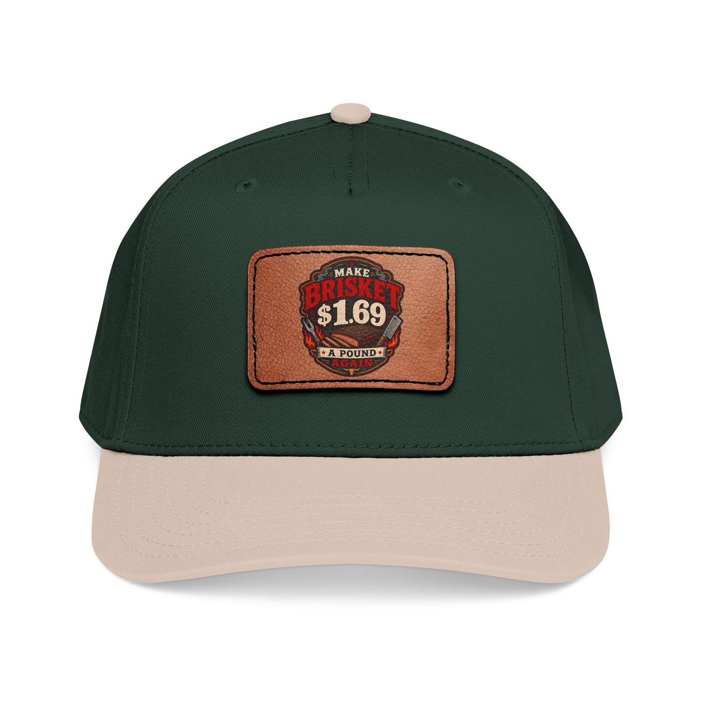 VSA Brisket Mid Profile Baseball Cap with Leather Patch (Rectangle)