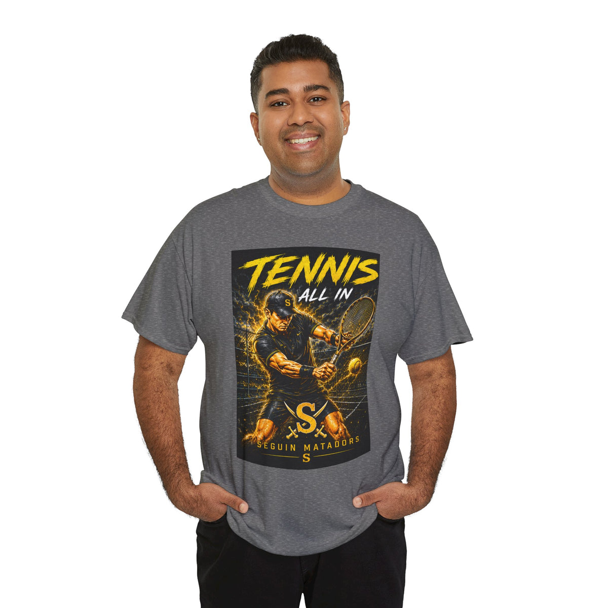 Tennis All In Graphic Tee — Vintage Tennis Player Poster Shirt