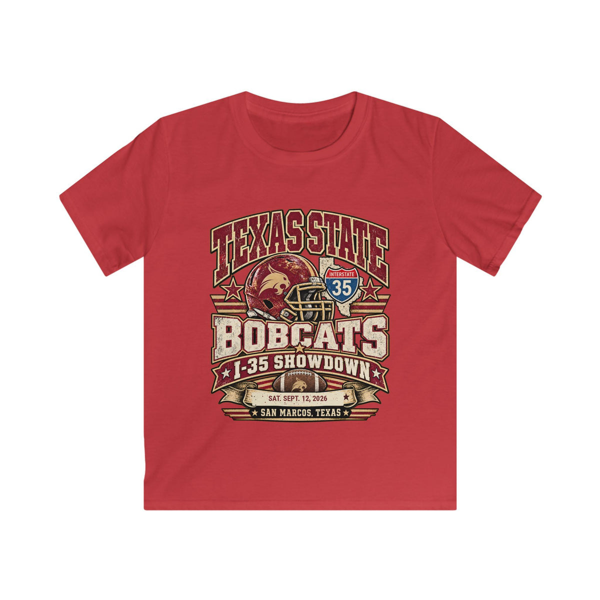 Texas State Bobcats Kids T‑Shirt — I-35 Showdown Football Tee (San Marcos, TX)