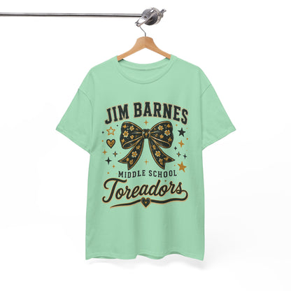 T-Shirt — Jim Barnes Middle School Toreadors Cheer Bow Design