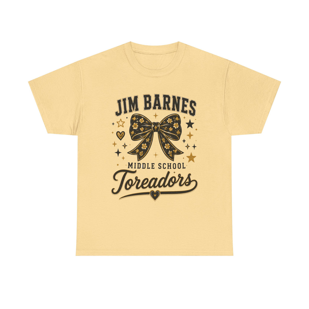 T-Shirt — Jim Barnes Middle School Toreadors Cheer Bow Design