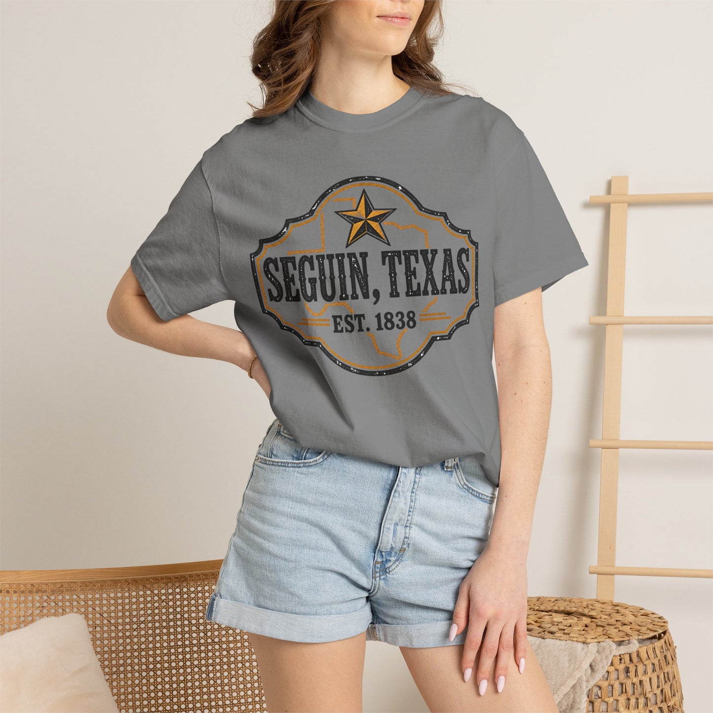 Seguin, Texas Vintage Badge T-Shirt — Est. 1838 Cotton Tee