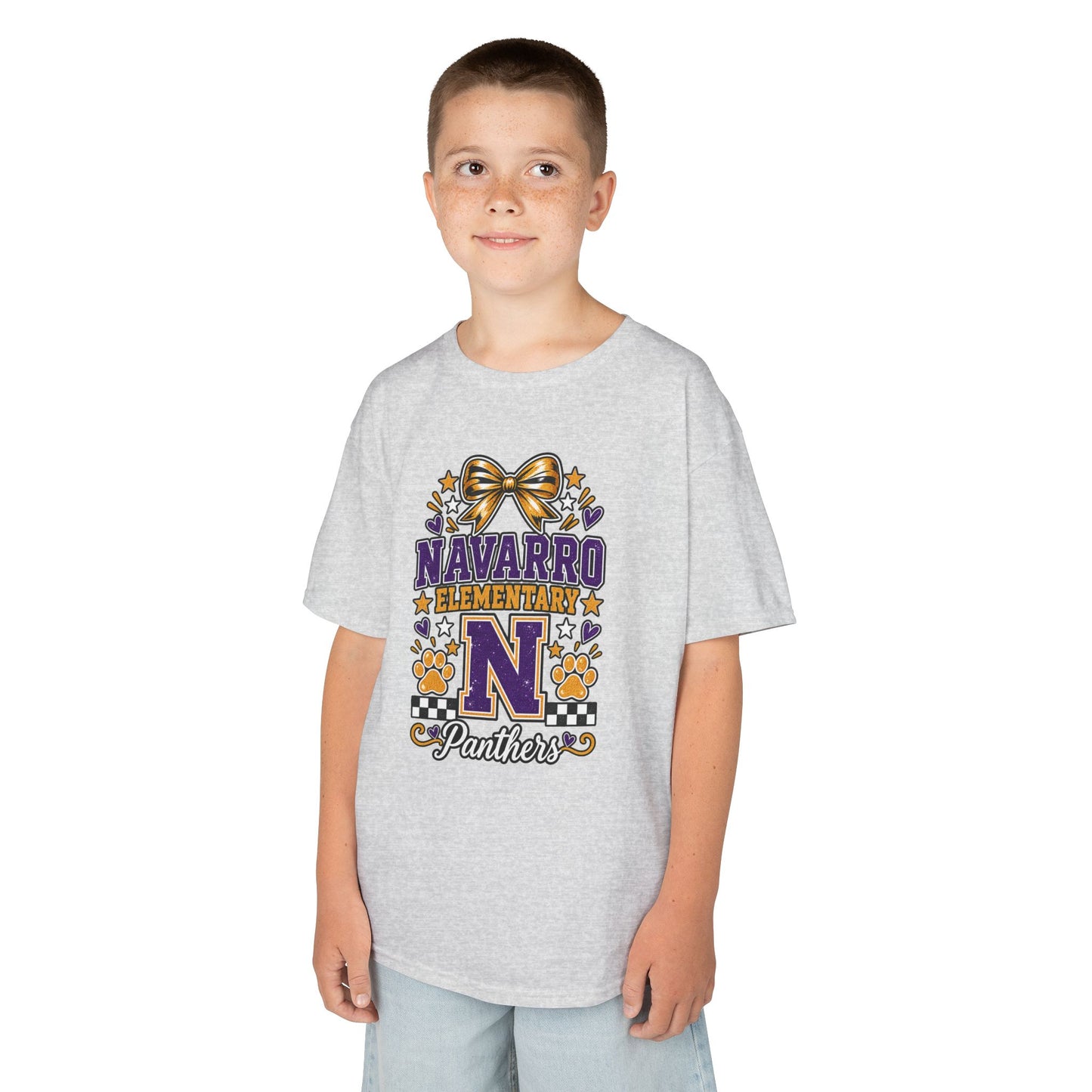 Kids Navarro Elementary Panthers T‑Shirt — Purple & Gold School Spirit Tee
