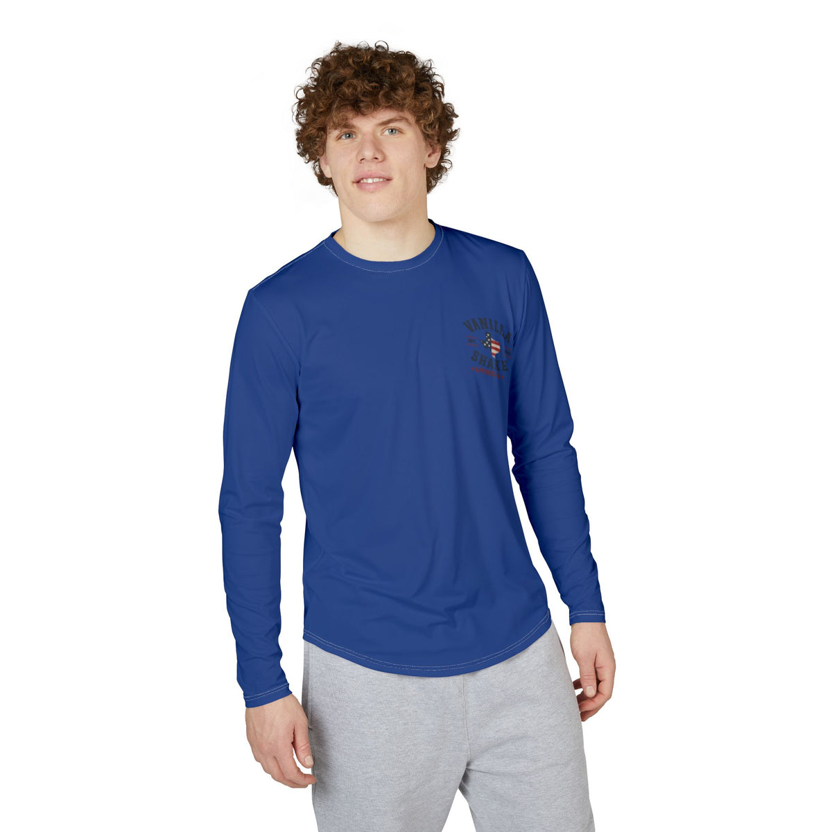 Reel Shake Dark Blue Men's UV Protection Long Sleeve Moisture Wicking Shirt-Sublimation.