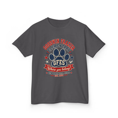 Kids Tee — Goodwin Frazier Elementary GFES Paw Print School Spirit Shirt