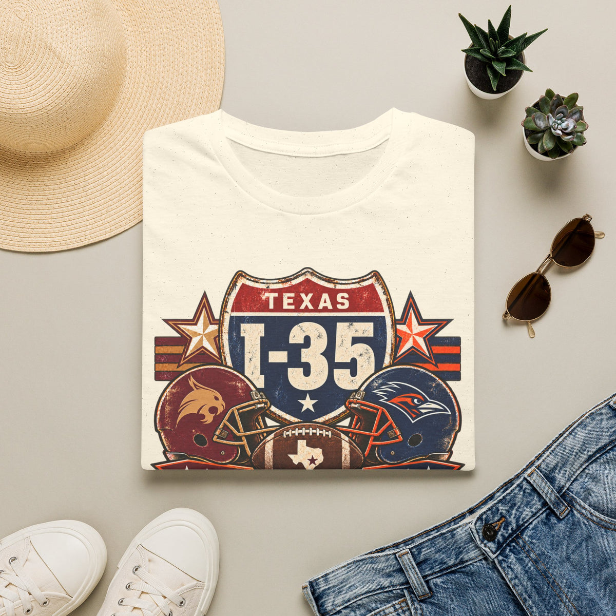 I-35 Texas Showdown Football T-Shirt – Texas State vs UTSA Game Day Tee