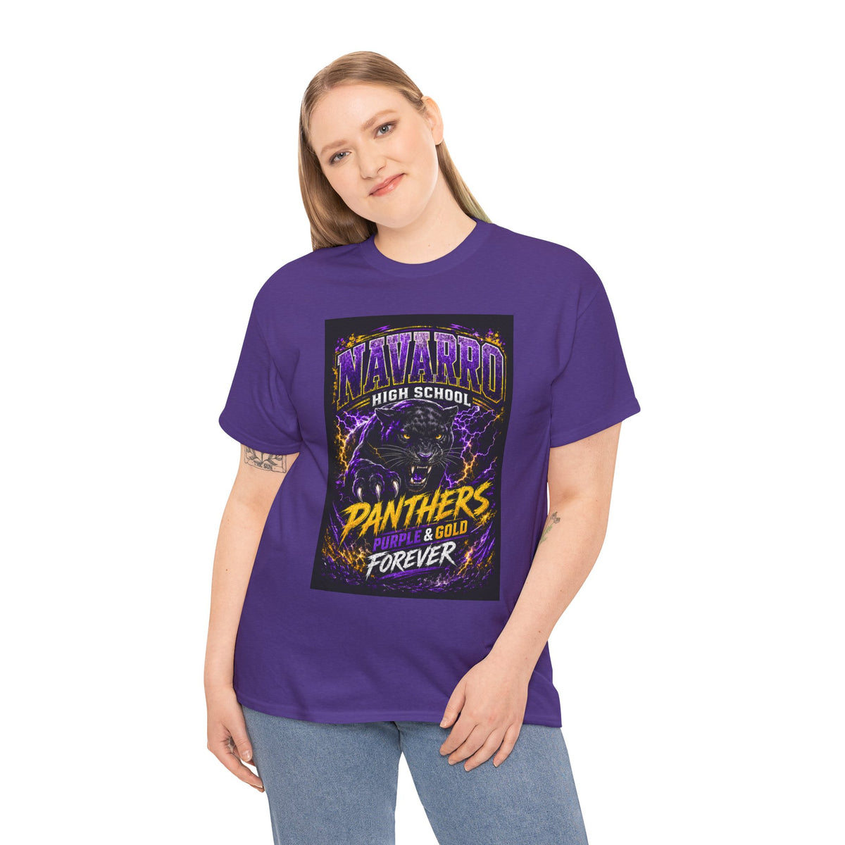 Navarro High Panthers T‑Shirt — Purple & Gold "Panthers Forever" School Spirit Tee