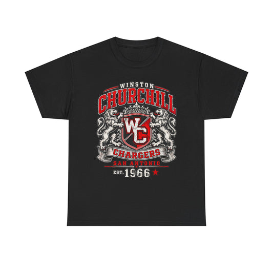 Churchill Chargers Vintage Crest T-Shirt — Winston Churchill 1966 School Spirit Tee