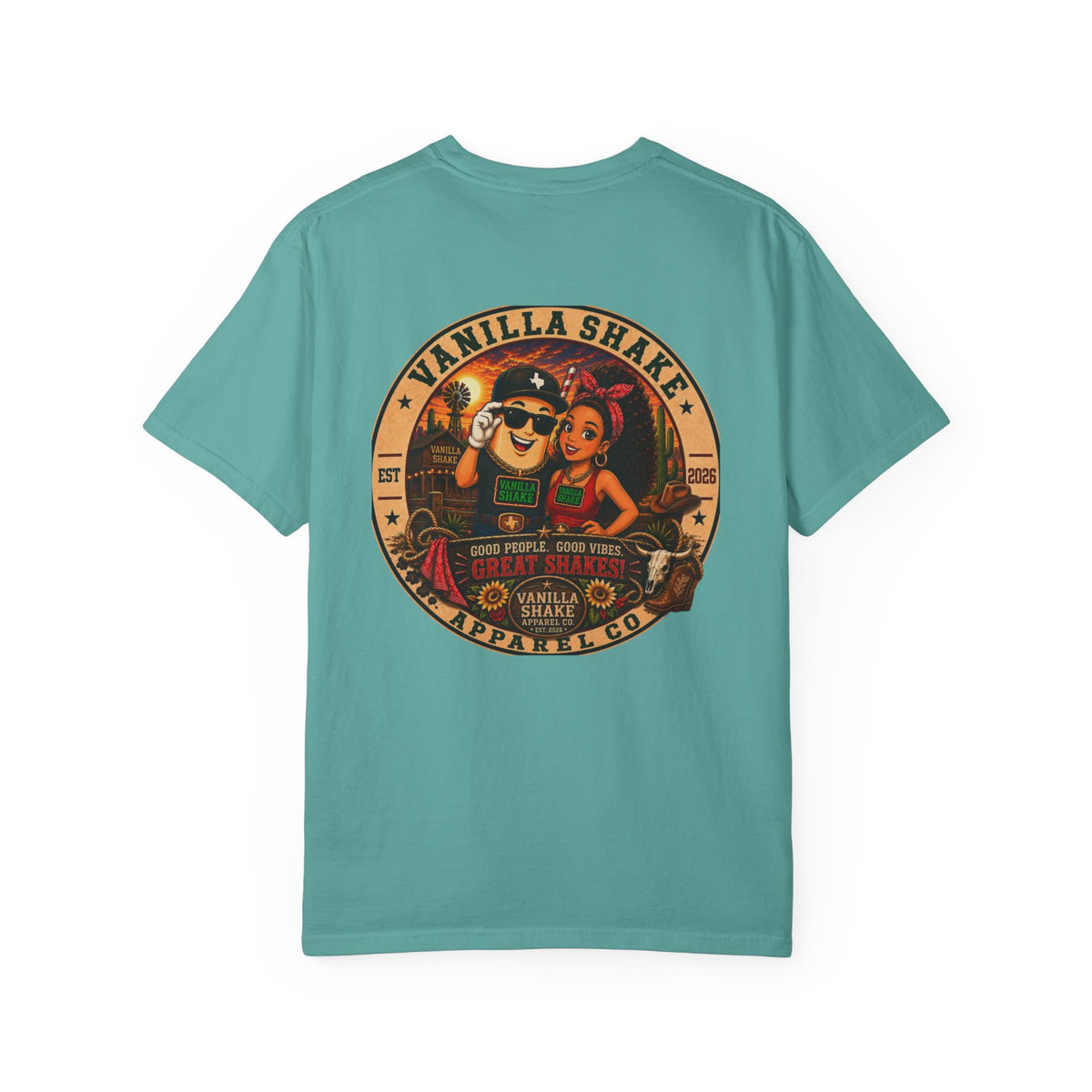 Mr. & Mrs. Shake Logo Unisex Garment-Dyed T-shirt