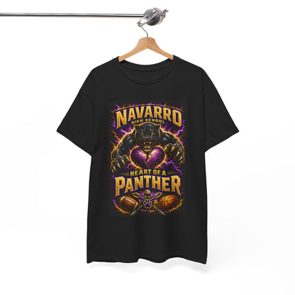 Panther Football Tee — "Navarro Heart of a Panther" High School Mascot Shirt