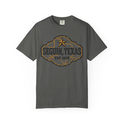 Seguin, Texas Vintage Badge T-Shirt — Est. 1838 Cotton Tee