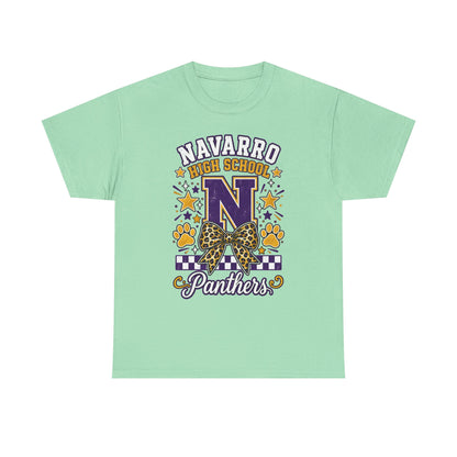 Navarro Panthers High School Tee — 'N' Leopard Ribbon Paw Print Design