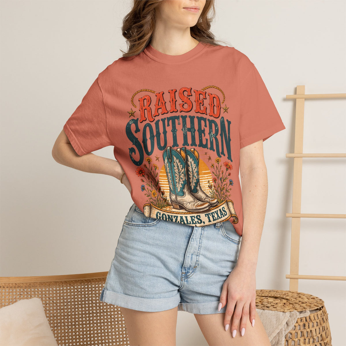 Raised Southern T-Shirt — Gonzales, Texas Retro Western Tee
