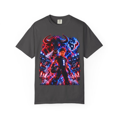 Houston Texans Bull Graphic T-Shirt — Neon Player & Team Logo Football Tee