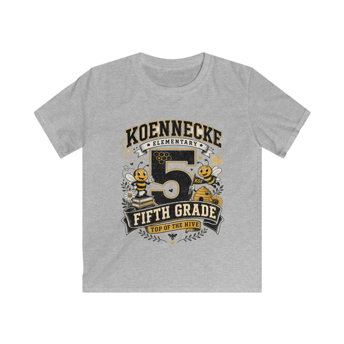 Fifth Grade Kids Tee - 'Koennecke Elementary Top of the Hive' School Spirit Shirt