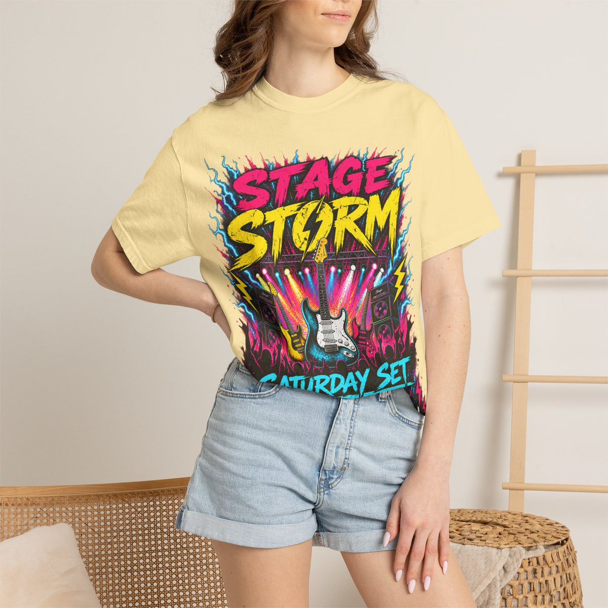 Stage Storm Rock Band T-Shirt — "Stage Storm" Guitar Concert Graphic Tee